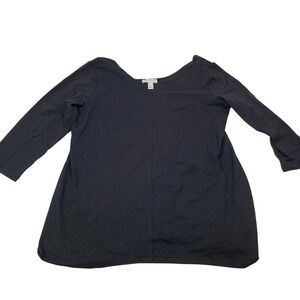 Susan Graver Black V Neck Long Sleeve A Line Tunic Top Womens Size Medium‎